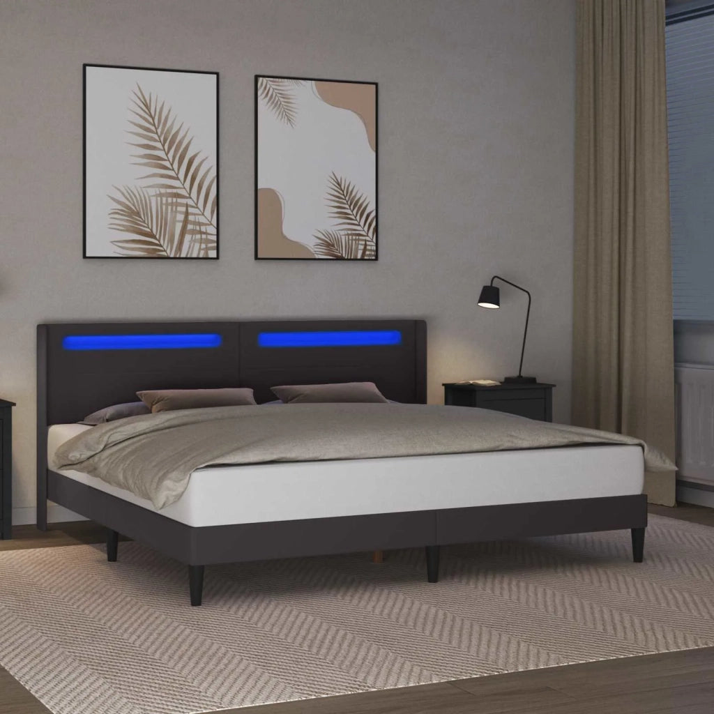 Struttura del letto con testiera-Giroletto Grigio 200 x200 cm Similpelle