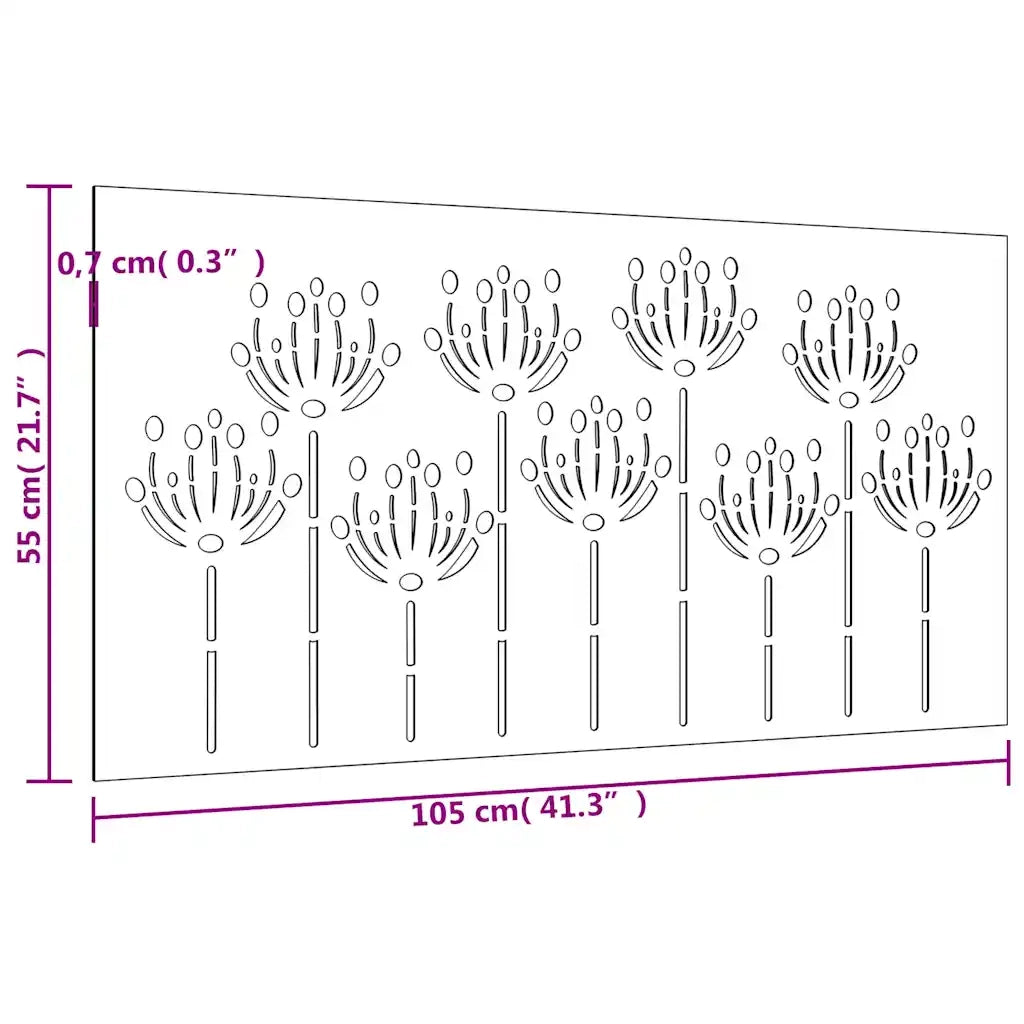 Decorazione Muro da Giardino 105x55 cm Fiore in Acciaio Corten CFW7275674