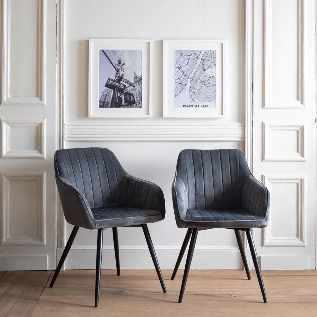 Set di 2 sedie in velluto grigio BERTILLE