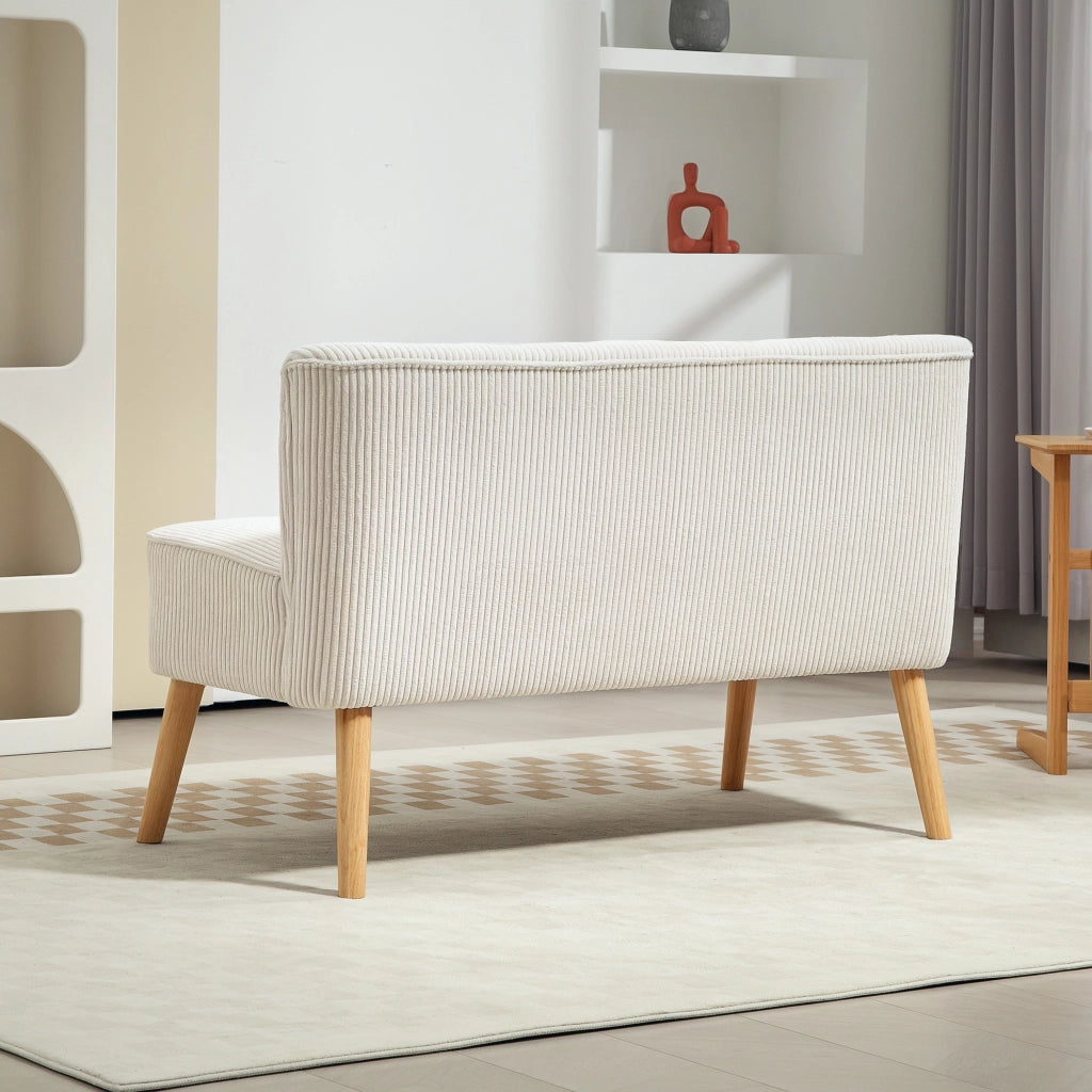 DIVANO 2 posti 117x56,5x77 cm Legno e tessuto Cream White