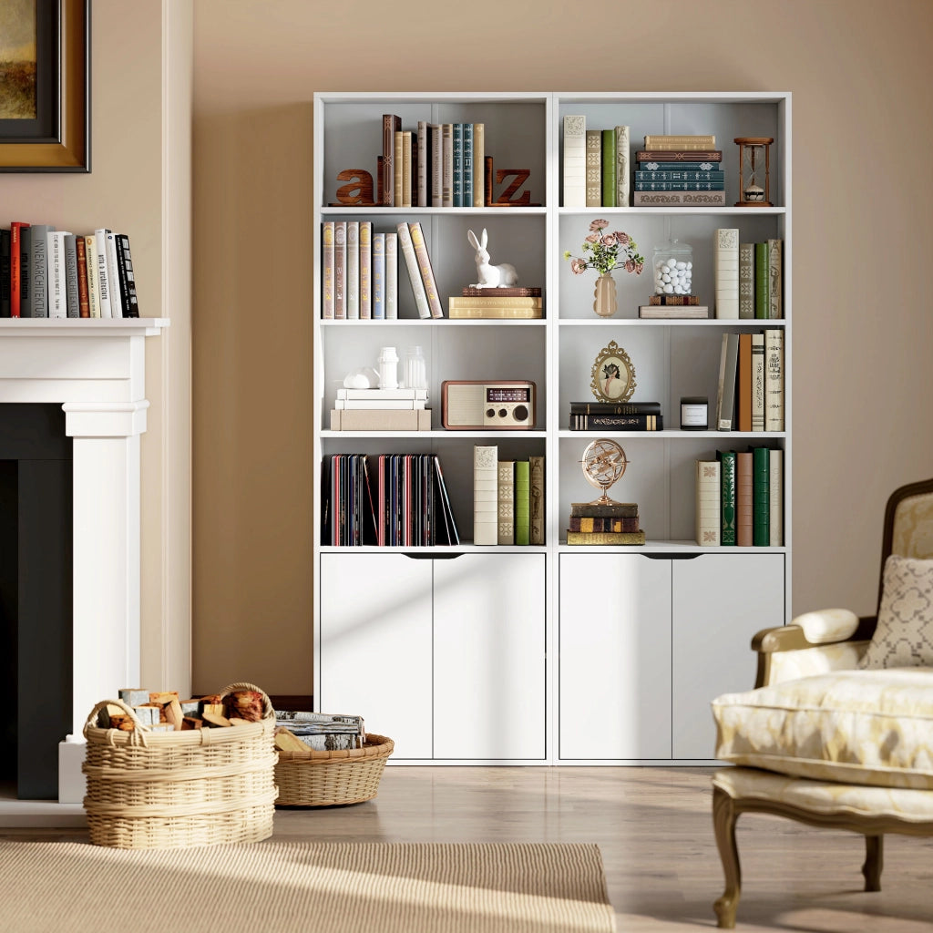 Libreria con Armadietto 4 Ripiani ¨C Minimal ¨C Legno Bianca 59x29x180