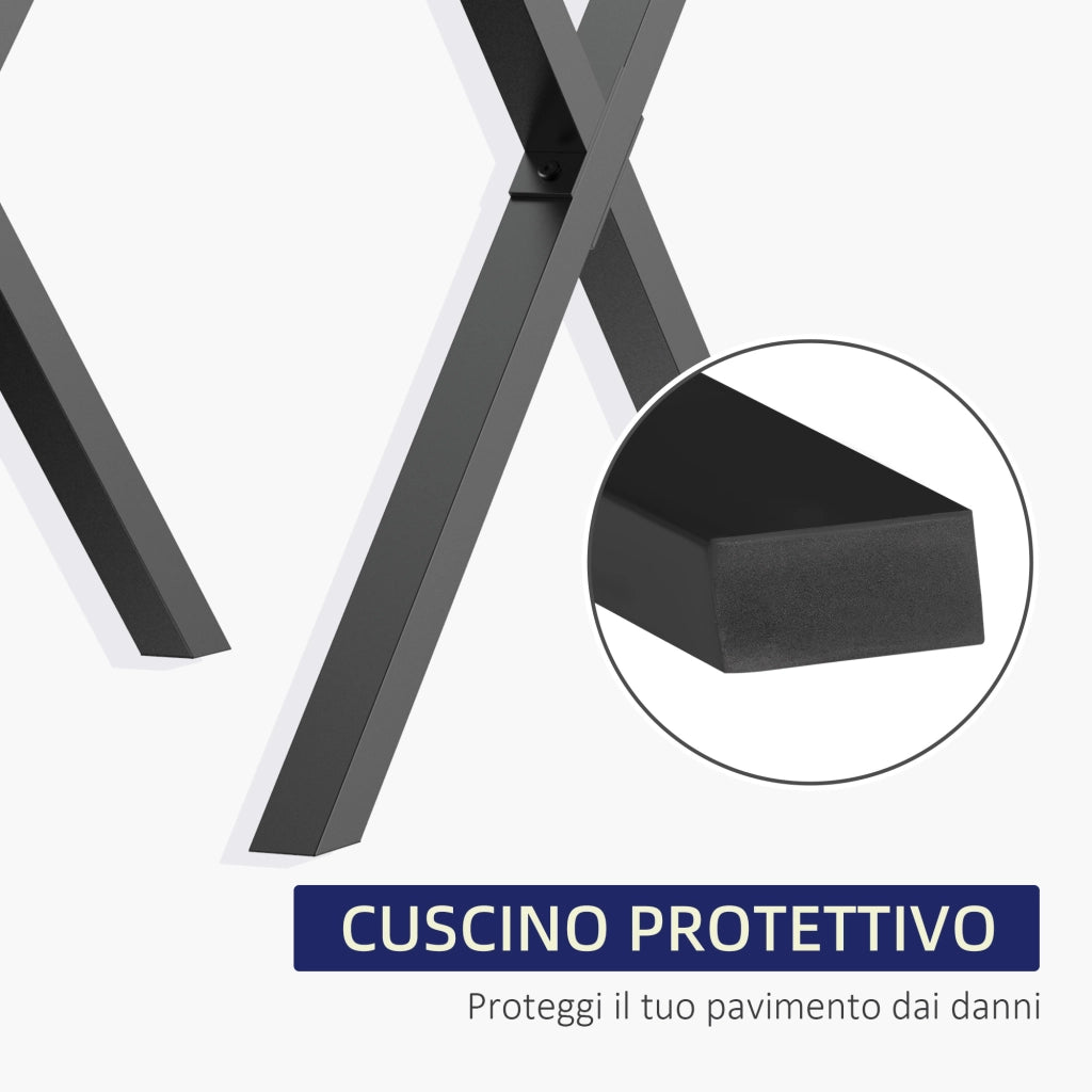 Gambe per Tavolo a X in Acciaio ¨C Xylo ¨C Nero, 80x72 cm, Set 2 Pezzi con Viti