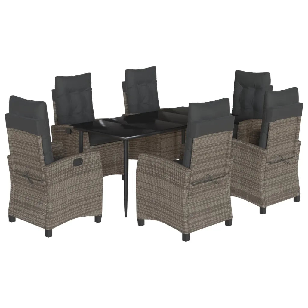Set da Pranzo da Giardino 7 pz con Cuscini in Polyrattan Grigio 3212788