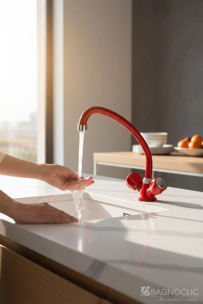 Rubinetto per cucina vintage rosso design