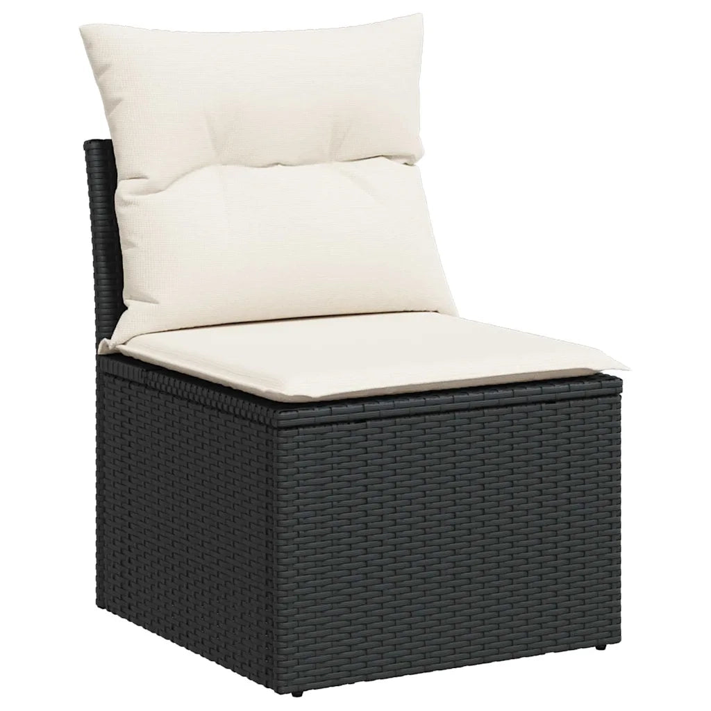 Set Divano da Giardino 6 pz con Cuscini Nero in Polyrattan 3326617