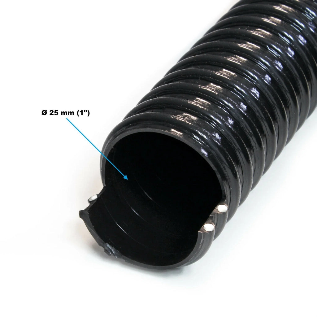 Tubo di aspirazione da 5 m diametro 25 mm (1") corrugato rinforzato a spirale tubo per acqua nera 16_0001583