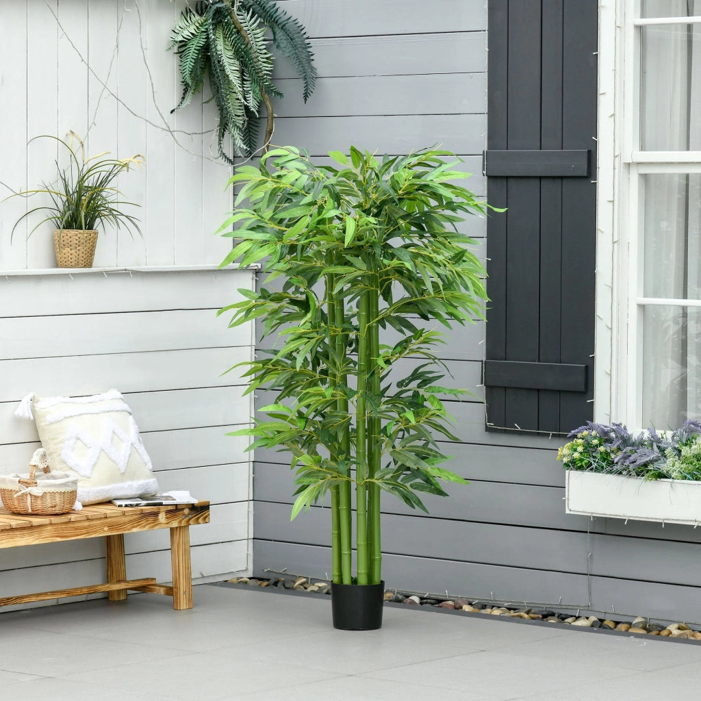 Pianta Artificiale di Bambù H160 cm con Vaso Verde