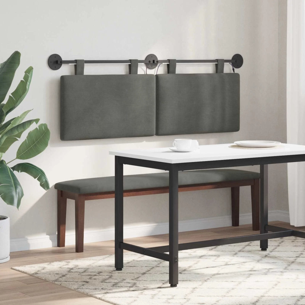 Testiera | Testata sospesa Con luce LED Grigio Scuro Tessuto in Cords