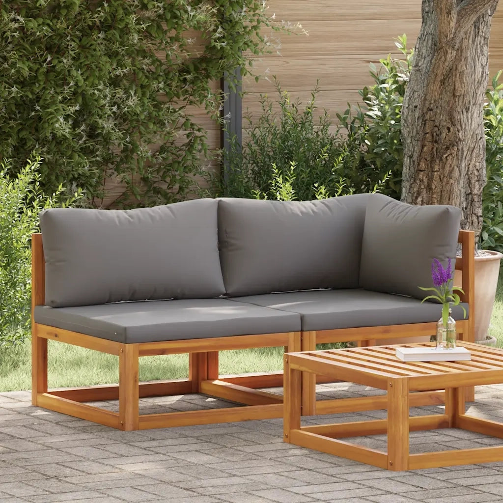 Set Divani da Giardino 2 pz con Cuscini Grigio Scuro in Acacia 311856