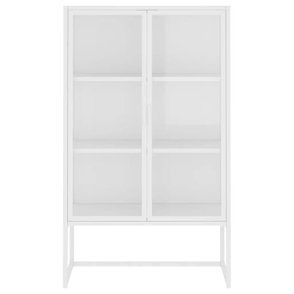 Credenza Alta Bianca 80x35x135 cm Acciaio e Vetro Temperato