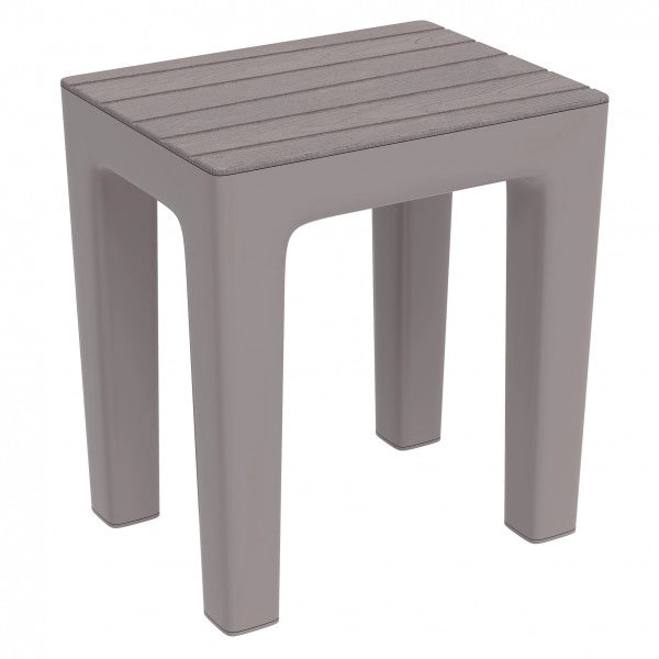 Sgabello da Bagno Multiuso in Plastica Effetto Legno Woody Colore: Tortora