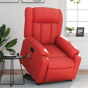Poltrona Alzapersona Reclinabile Massaggio Rosso in Similpelle 3205276