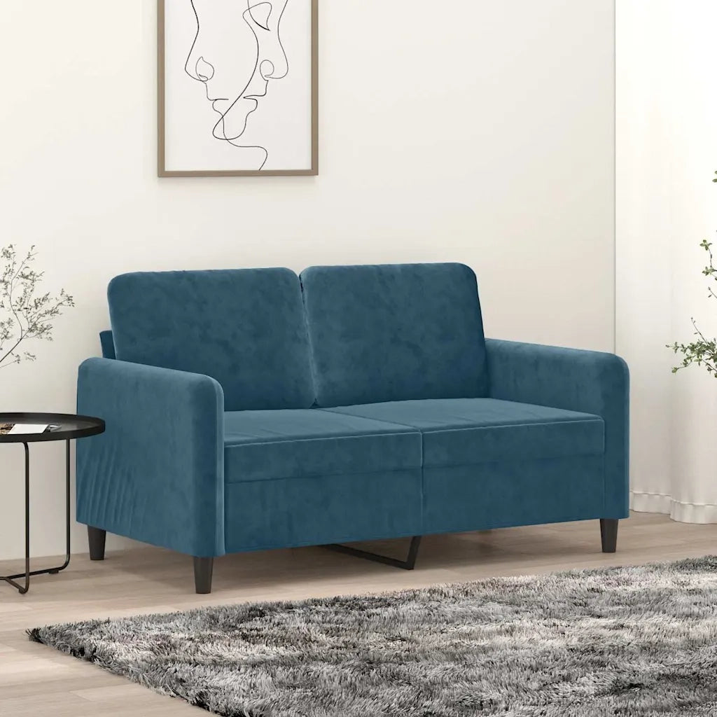 Divano | Divano da soggiorno | Sofa a 2 Posti Blu 120 cm in Velluto