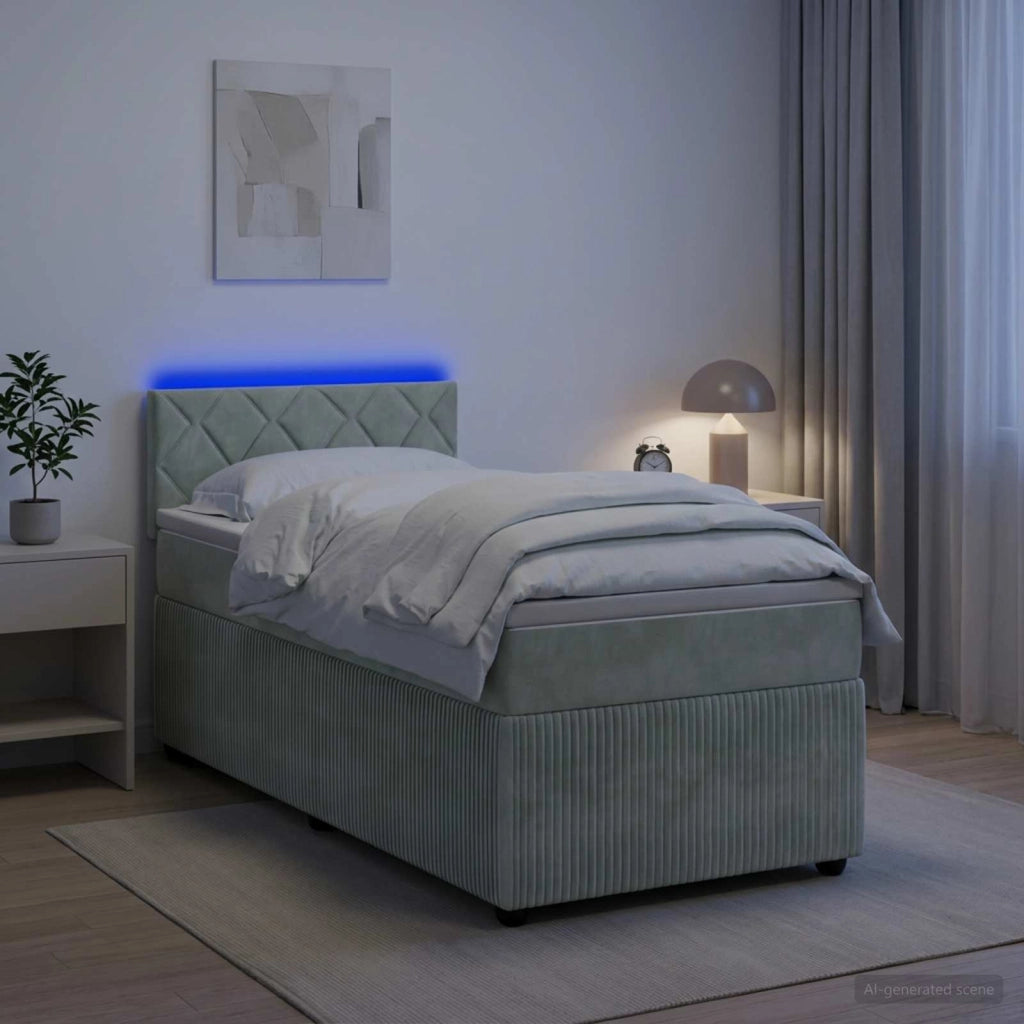 Letto box spring con materasso Grigio Chiaro 80 x 200 cm 3453035