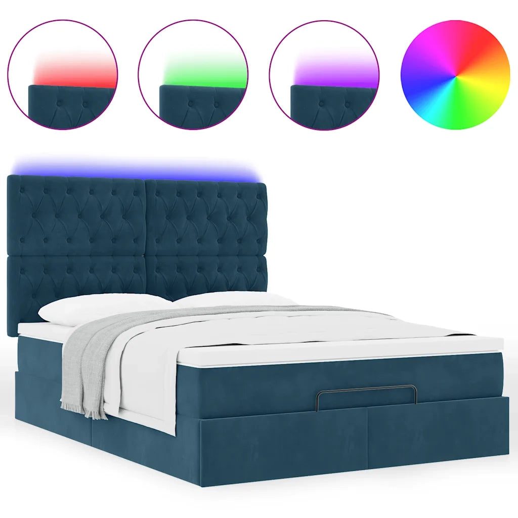 Struttura Letto Pouf con Materassi 140x190 cm in Velluto 3314394
