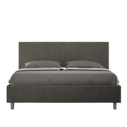 Letto matrimoniale senza rete imbottito 160x190 microfibra grigio Adele
