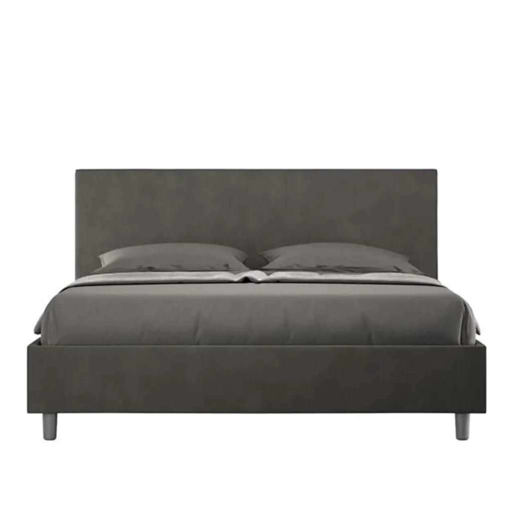Letto matrimoniale senza rete imbottito 160x190 microfibra grigio Adele