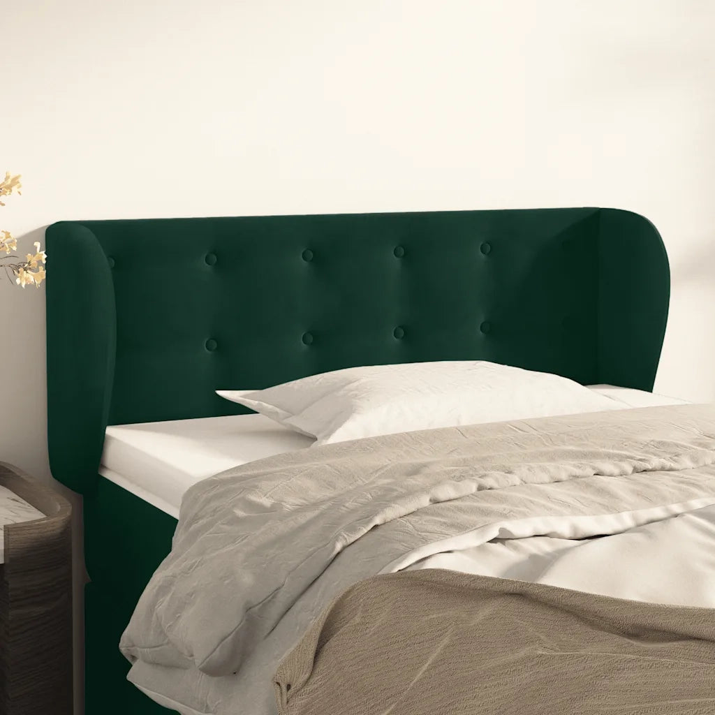Testiera ad Orecchio-Testata con Orecchie Verde Scuro 103x23x78/88 cm in Velluto 374013