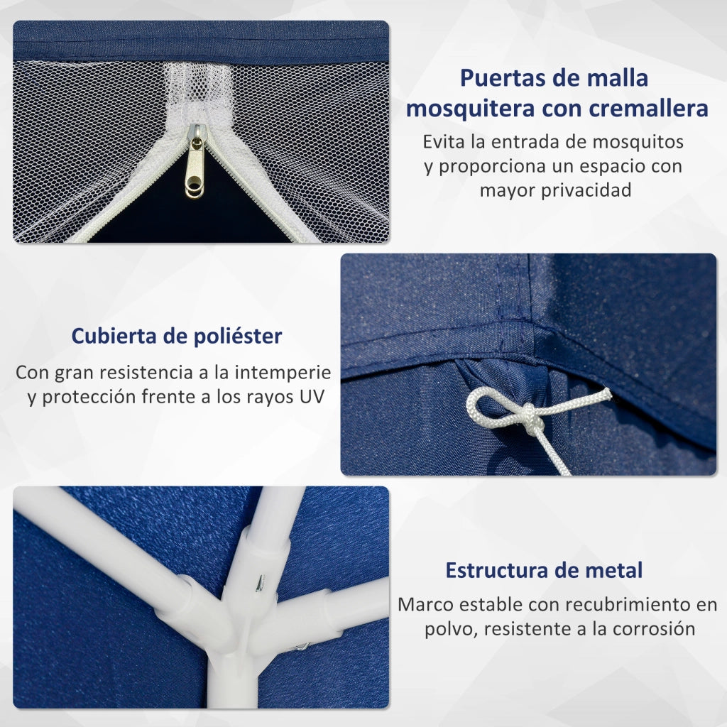 Gazebo da giardino 3x3 m con zanzariera ¨C zephmum ¨C blu impermeabile UV