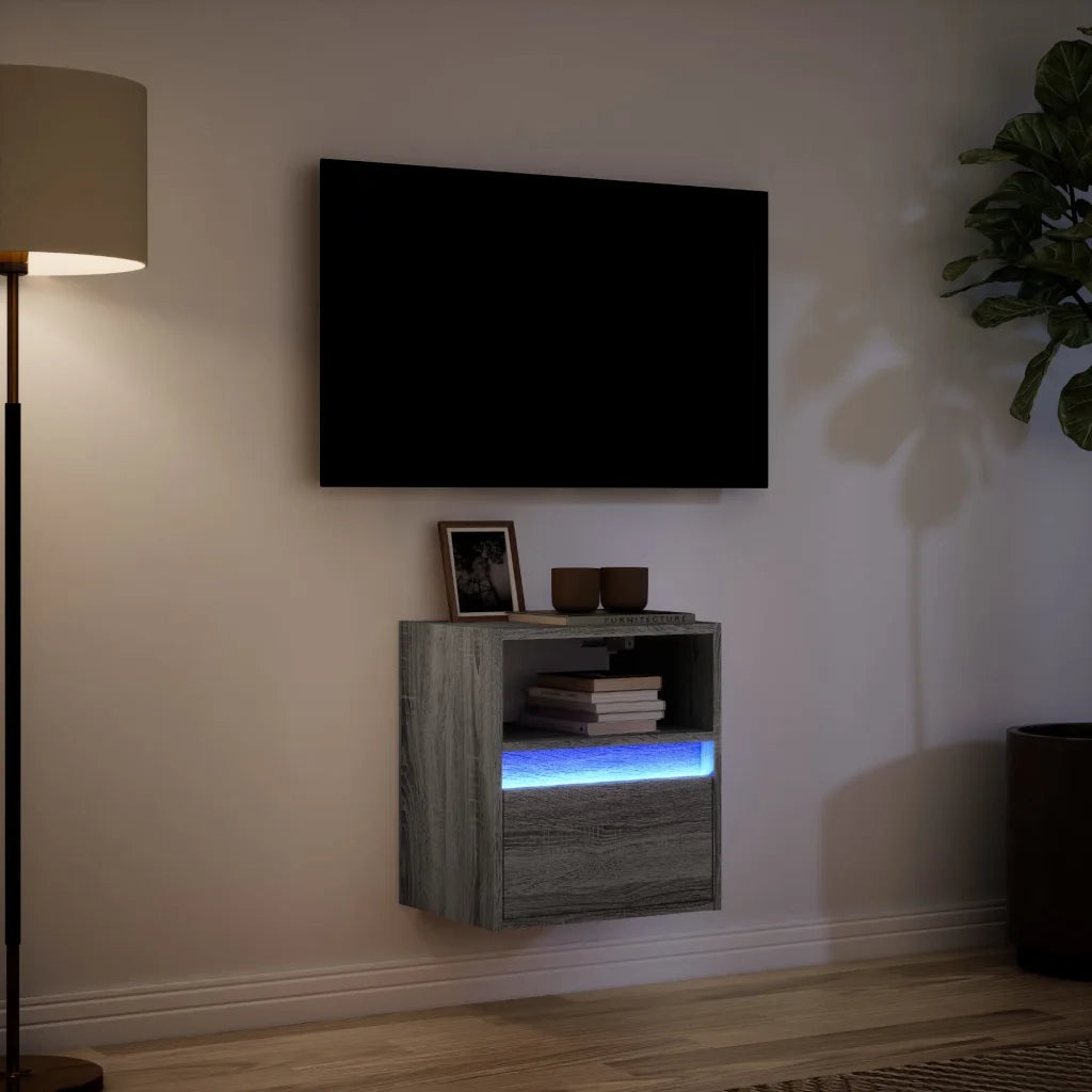 Mobile TV a Parete | Armadietto TV | Mobile Porta TV con Luci LED Grigio Sonoma 41x31x45 cm