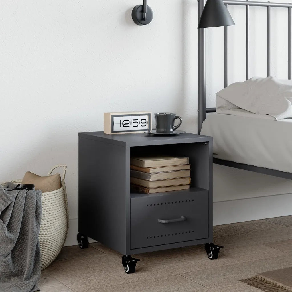 Comodino Antracite 36x39x43,5 cm in Acciaio 846708