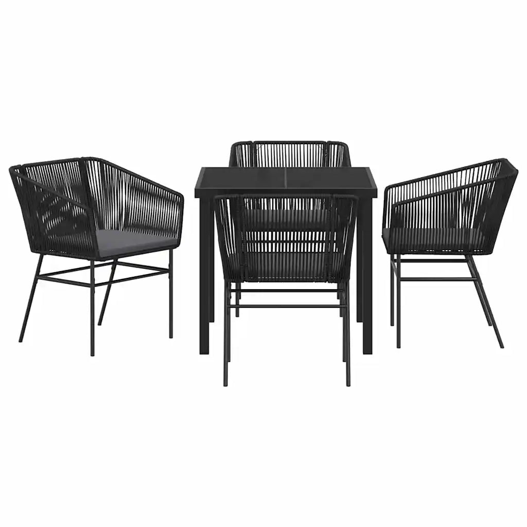 Set da Pranzo per Giardino con cuscino 5 pcs Nero