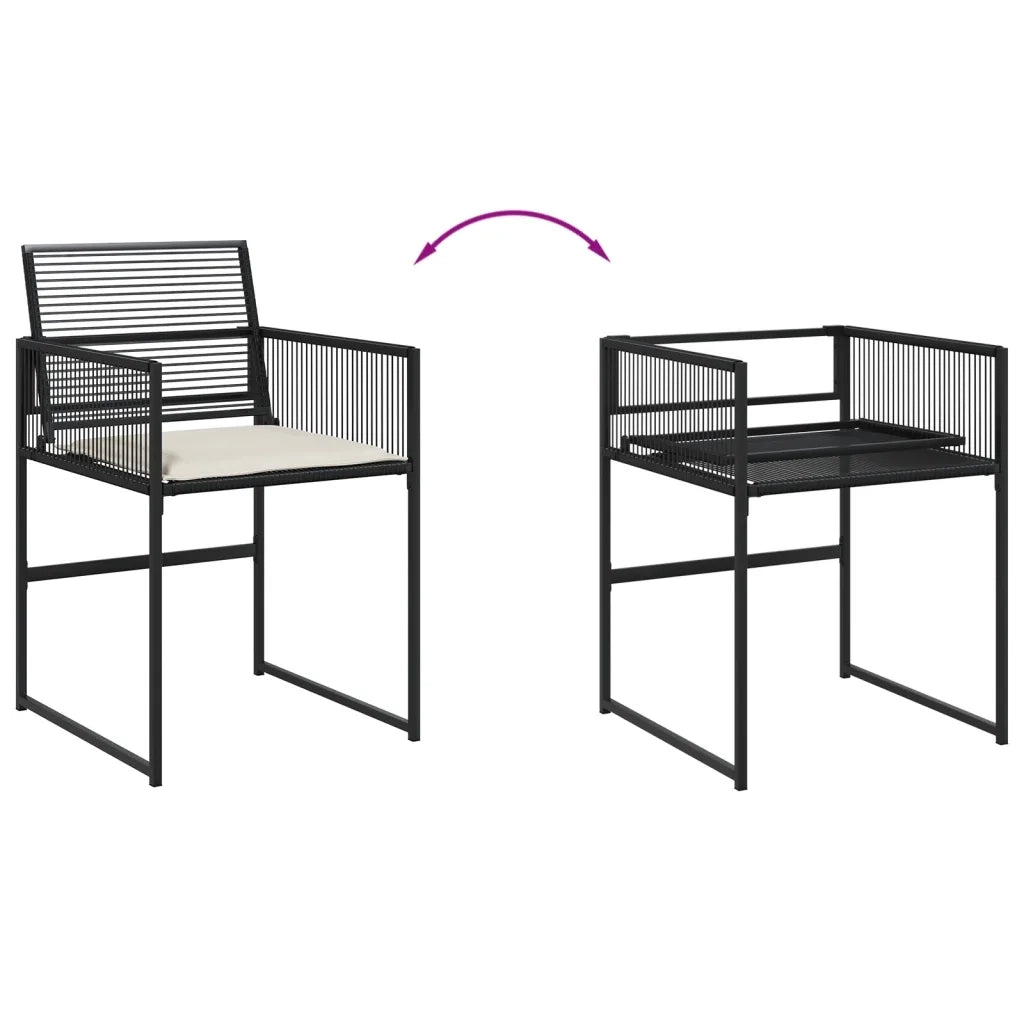 Set da Pranzo da Giardino 9 pz con Cuscini Nero in Polyrattan 3295013
