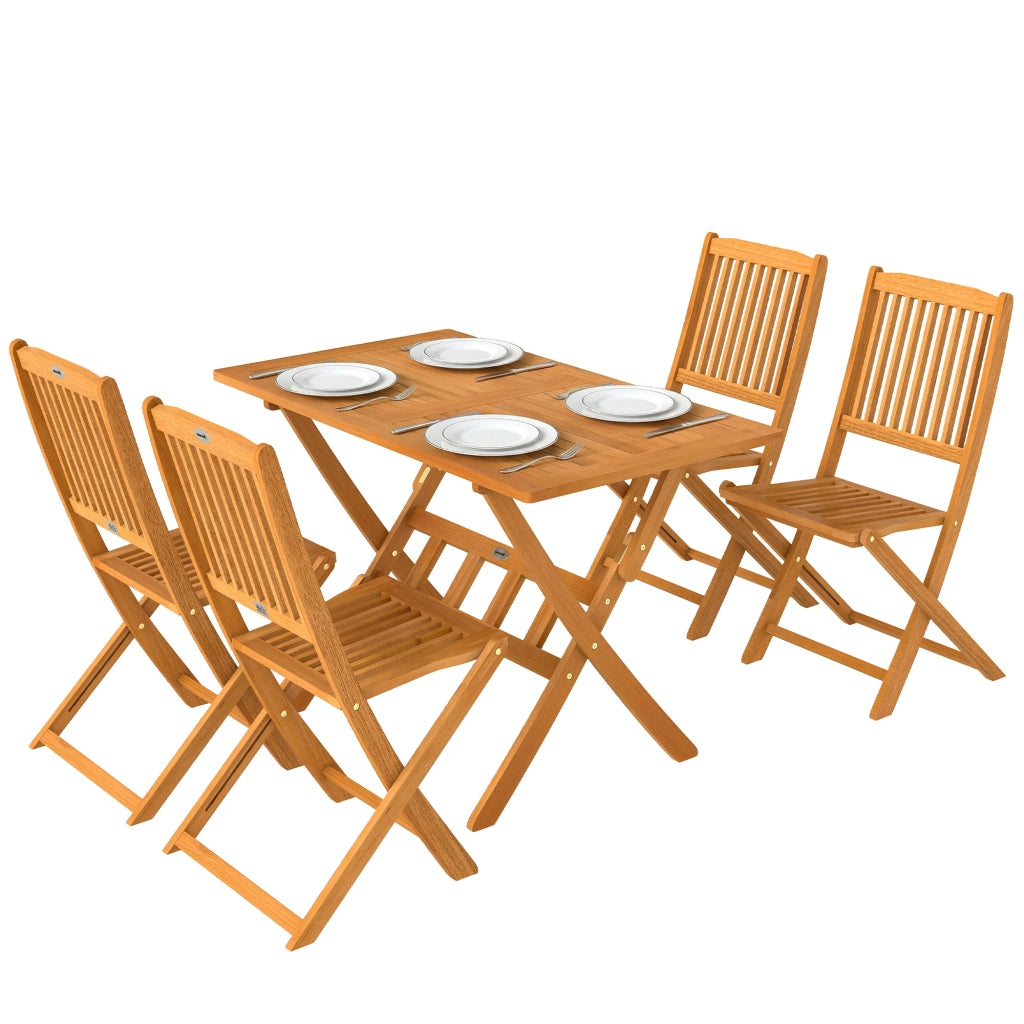 Set da Pranzo da Giardino 5 Pezzi. Tavolo e 4 Sedie Pieghevoli