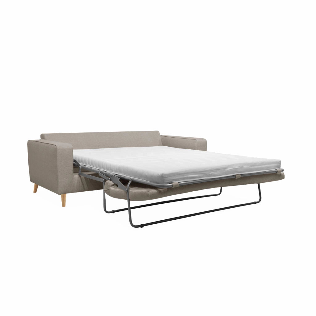Divano letto convertibile con materasso, 3 posti, beige