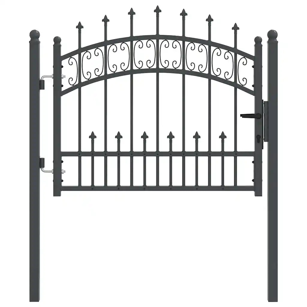 Cancello con Punta a Lancia KAMPEN 103 x 75 cm Acciaio Grigio CFW4598436