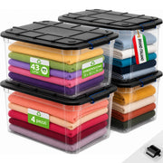 Set 4 Pezzi Contenitori con Coperchio Storage Box Solid Cargo 43L 58x38.5x29 cm
