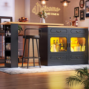 TAVOLO BAR Girevole 360° 135-203x39x92,8 cm Nero con LED