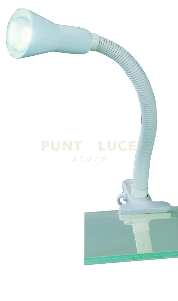 FLEXO LAMPADA CON PINZA FLESSIBILE + SPOT BIANCO H.30CM 1 LUCE ATTACCO E14