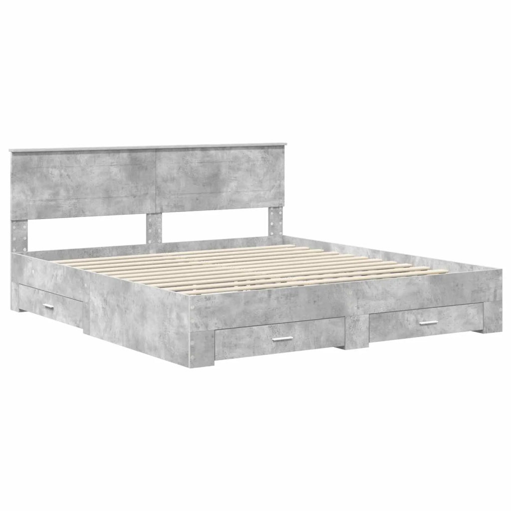 Letto matrimoniale | Letto per adulti | Struttura del letto con testiera Grigio cemento 200 x 200 cm