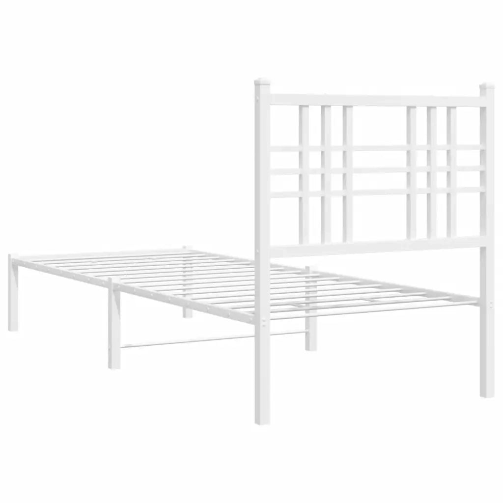 Letto singolo | Letto per adulti | Giroletto senza Materaso con Testiera Metallo Bianco 75x190 cm