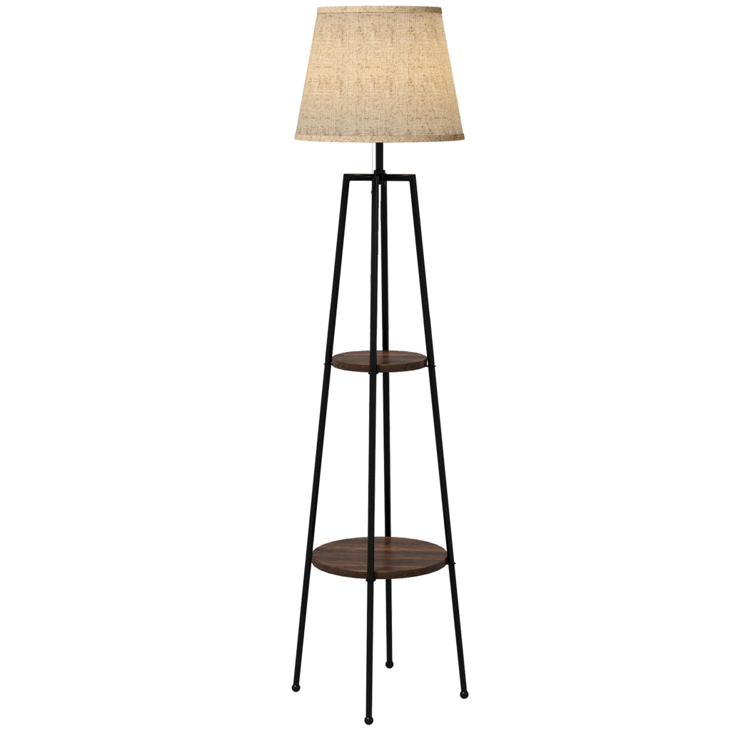 Lampada da terra con scaffali ¨C zephmum ¨C nero marrone 42x42x166 cm