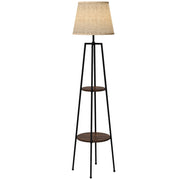 Lampada da terra con scaffali ¨C zephmum ¨C nero marrone 42x42x166 cm