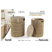 Cesta tonda beige con coperchio ø40x52 cm