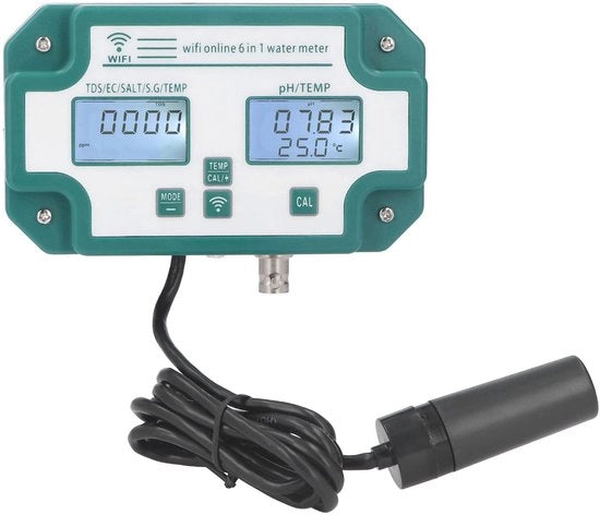 Misuratore di Qualità dell'Acqua - PH EC SG - Alta Precisione - Connessione WiFi - Tester dell'Acqua da Bere - Adatto per l'Uso Domestico - Presa di Corrente EU
