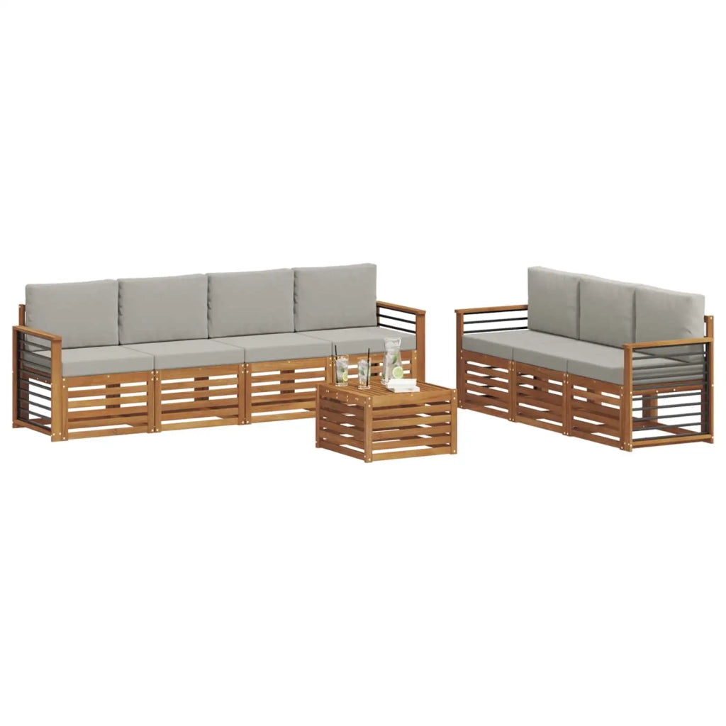 Set divani con cuscino 8 pcs Grigio Naturale e Chiaro 3374501