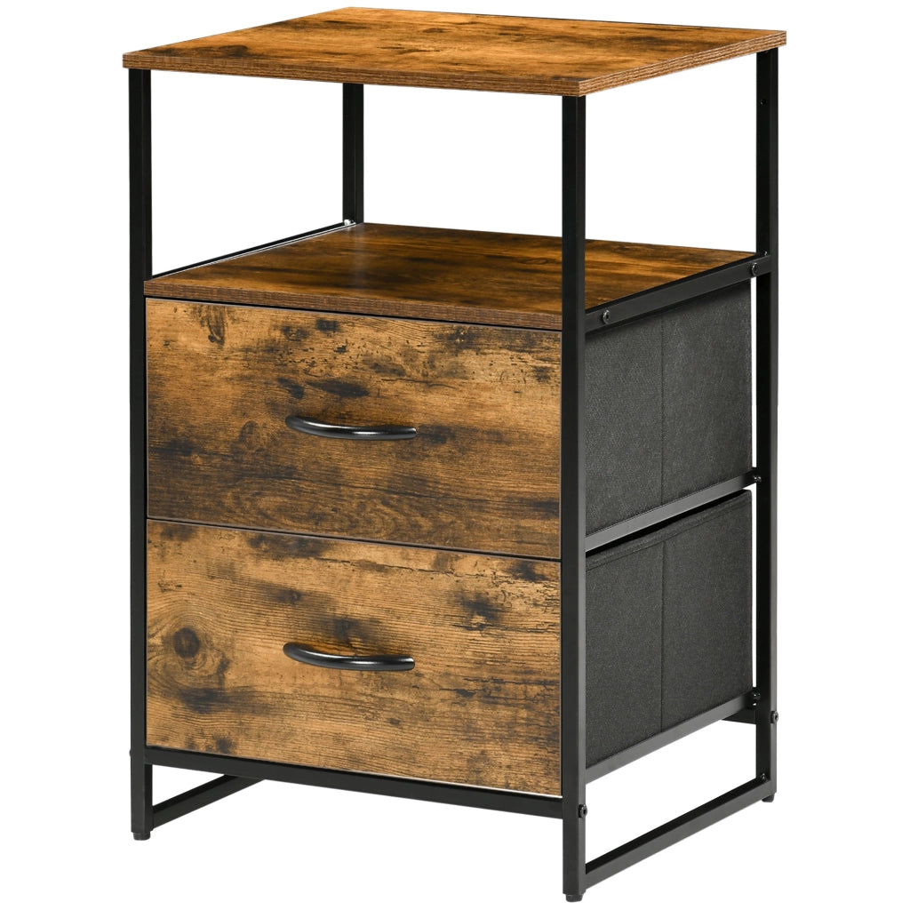 Armadio per soggiorno con cassetti in tessuto ¨C Minimal ¨C MDF, struttura in acciaio, marrone