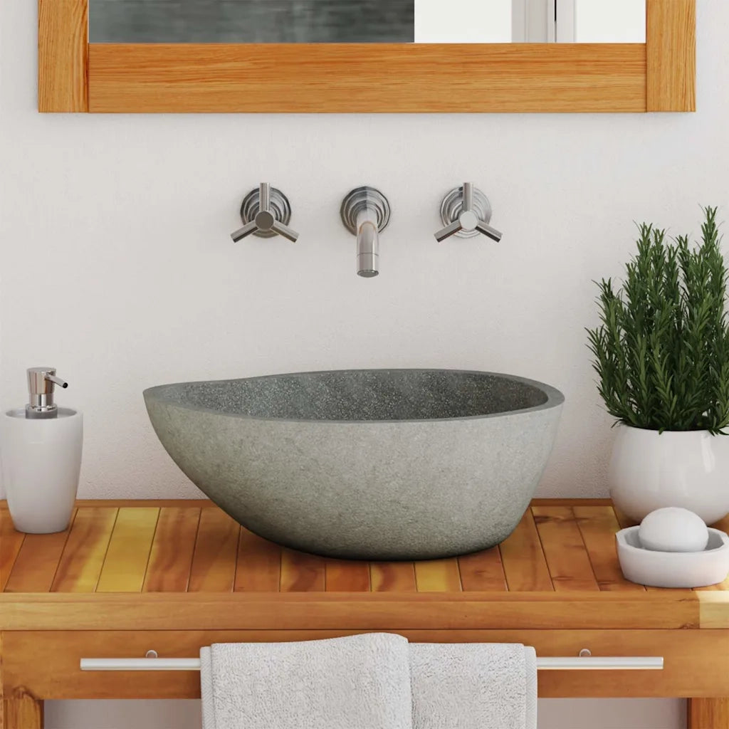 Lavandino-Lavabo in Pietra di Fiume Ovale (37-46)x(29-36) cm