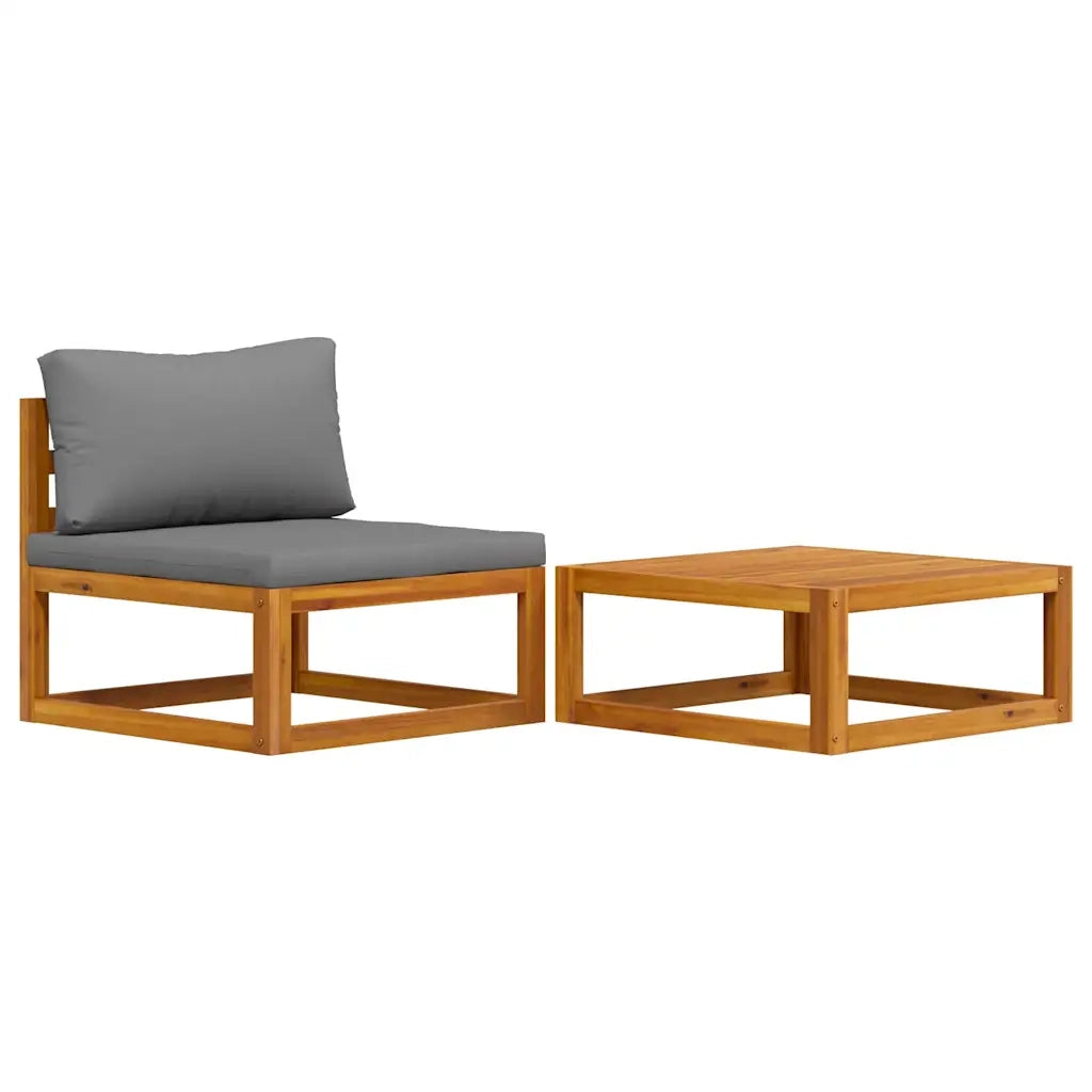 Set Divani da Giardino 2 pz con Cuscini in Massello di Acacia