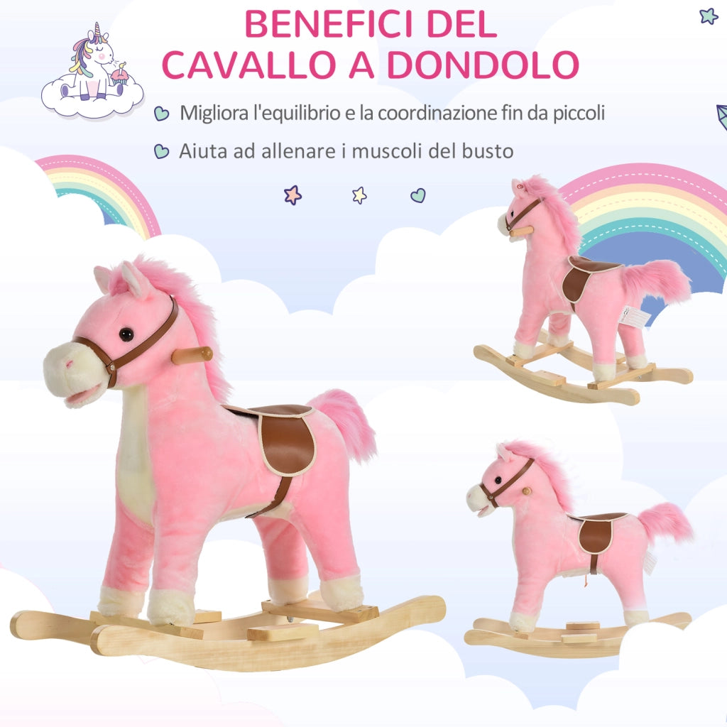 Cavallo a Dondolo per Bambini con Suoni ¨C Minimal ¨C Rosa