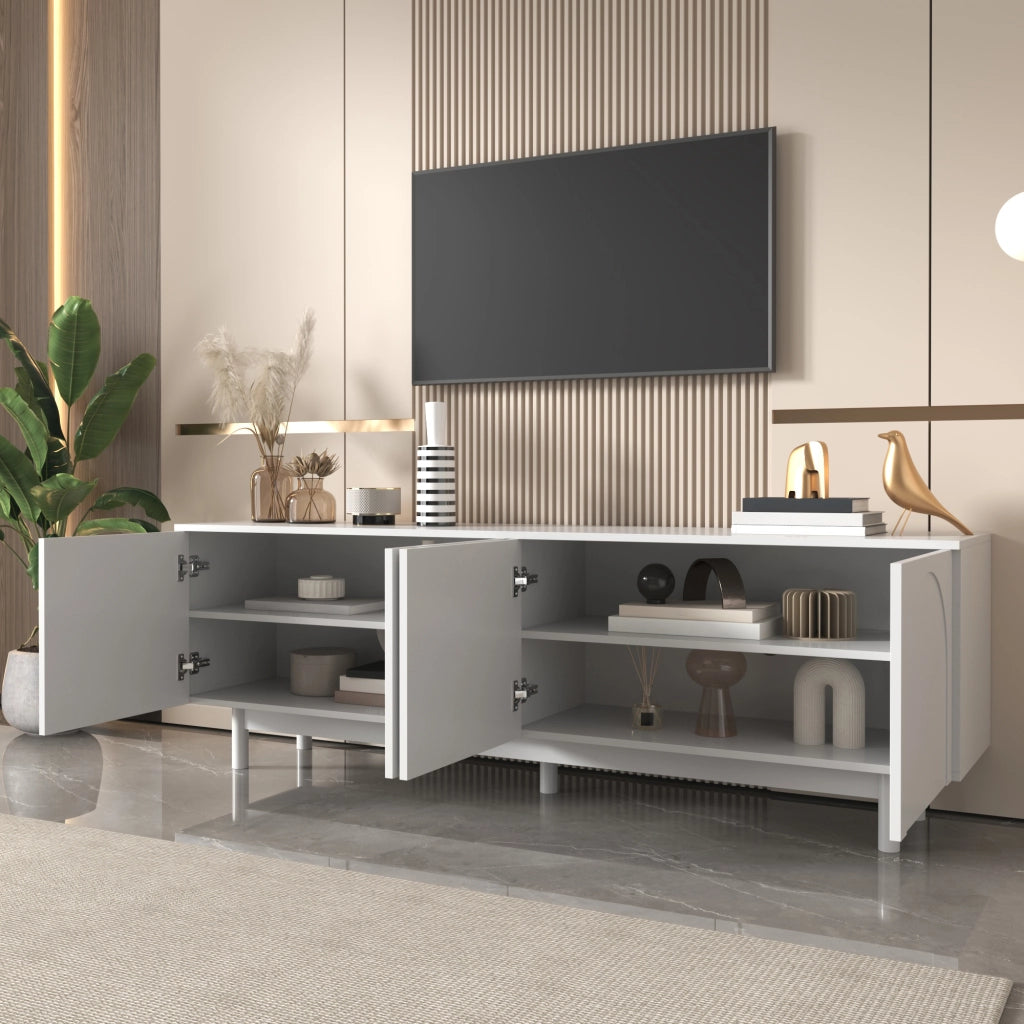 Cassettiera TV bianca in truciolato lunghezza 175 cm
