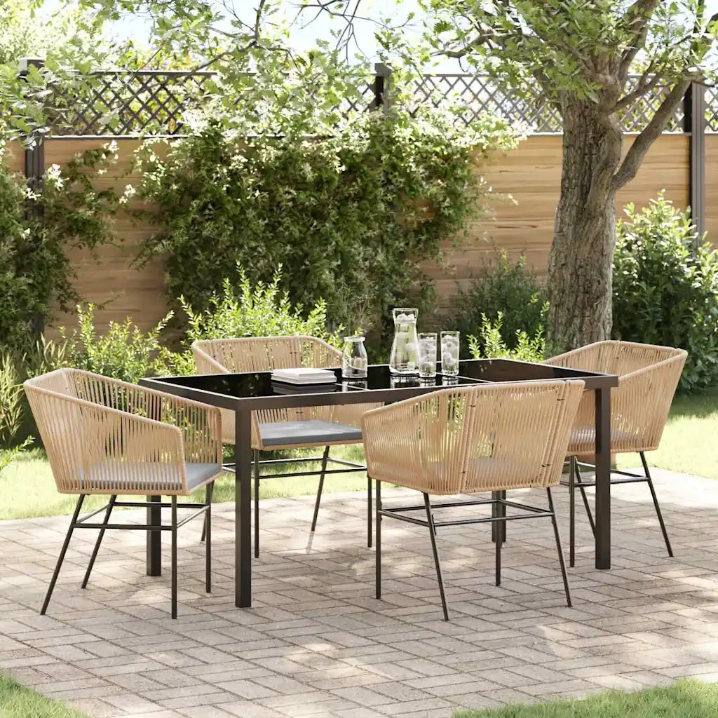 Set da Pranzo per Giardino con cuscino 5 pcs Marrone