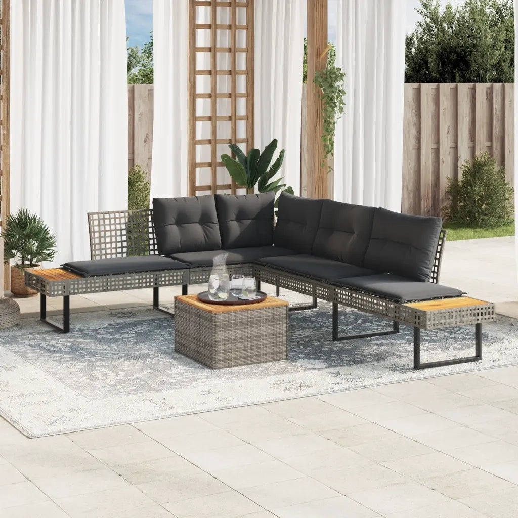 Set Divani da Giardino 2pz con Cuscini Grigio Polyrattan Acacia 3277499