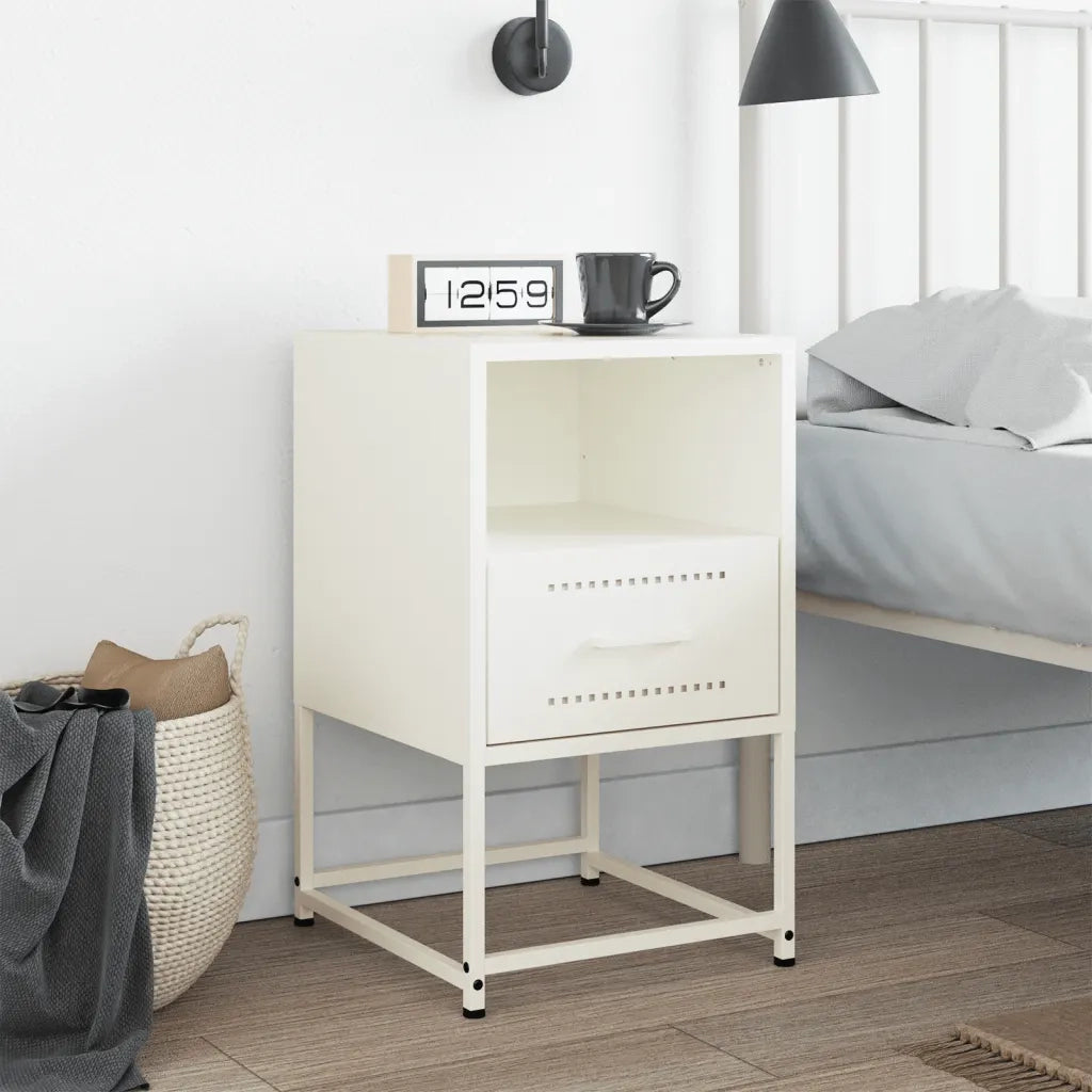 Comodino Bianco 36x39x60,5 cm in Acciaio 846564