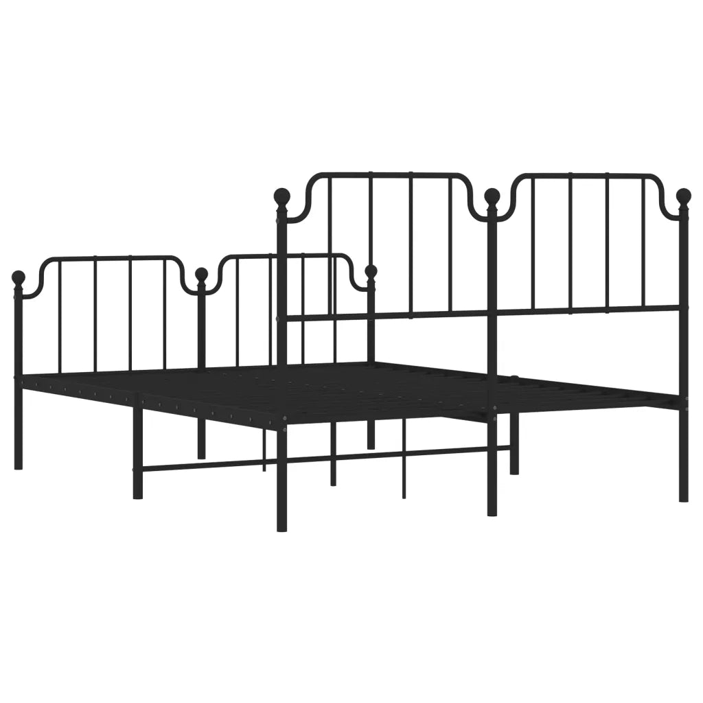Giroletto con Testiera e Pediera Metallo Nero 140x200 cm 373906