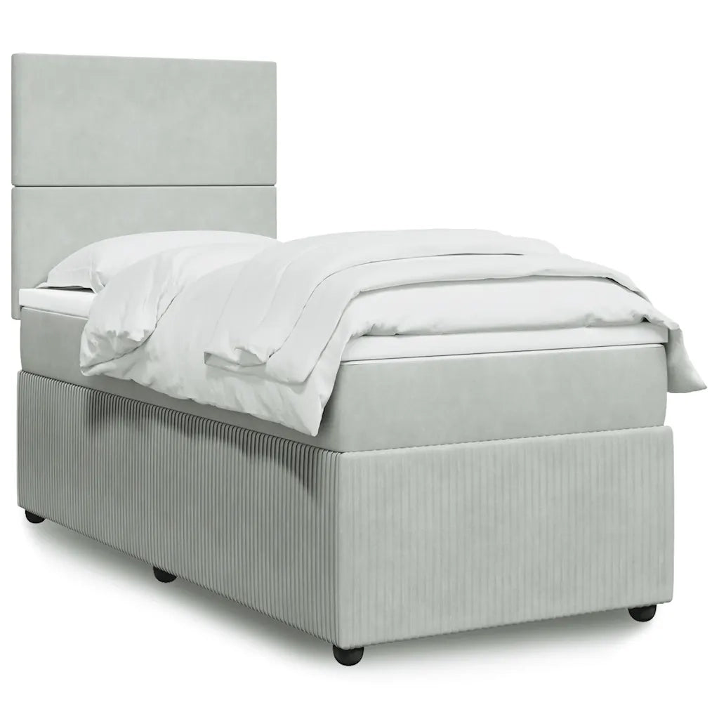 Giroletto a Molle con Materasso Grigio Chiaro 90x200 cm Velluto 3292232